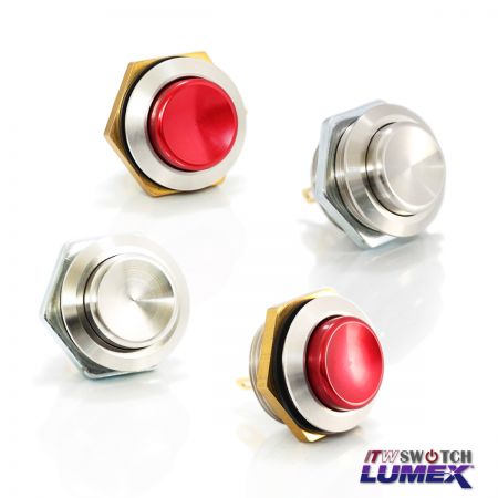 Interruptores de botón pulsador de metal extra resistente de 19 mm